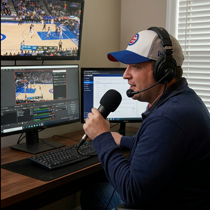 Fan broadcasting from home studio